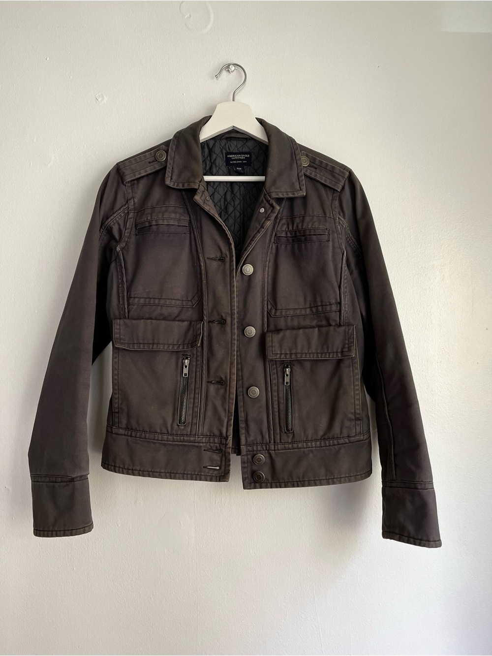 American Eagle Outfitters Women’s Grey Utility Jacket - Quilted Lining